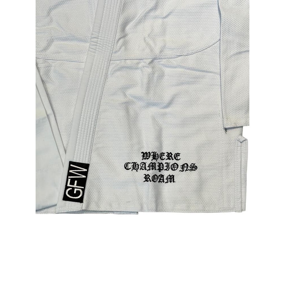 White Men’s Kimono Jacket & Pants Set with Embroidered Graphic - Picture 3 of 5